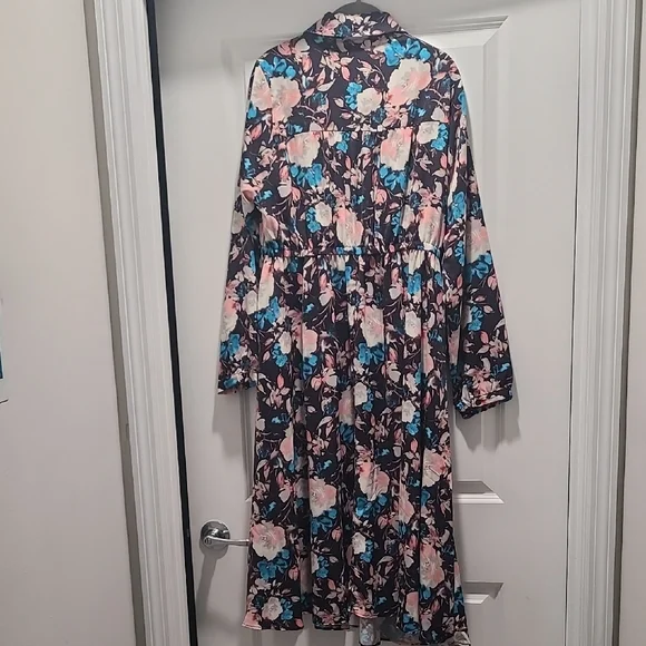 Torrid Blue Floral Midi Shirt Dress - Picture 4 of 7